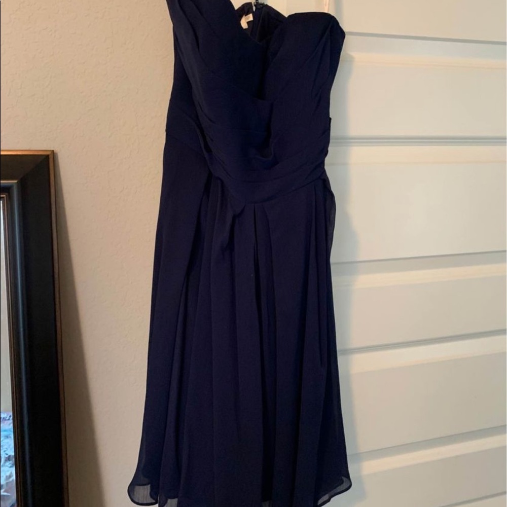 Strapless navy blue dress